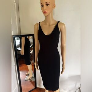 FLYNN SKYE Ribbed Midi Dress in Black color Size XS.